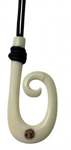 Bone Hook With Wood Inlay