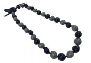 Kukui Nut Necklace - Navy Blue & Grey