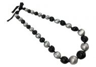 Kukui Nut Necklace - Silver & Black