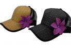 Brown or Black Cap with Purple Flower