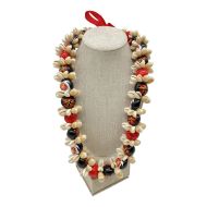 Deluxe Kukui with Red Painted Hibiscus Lei