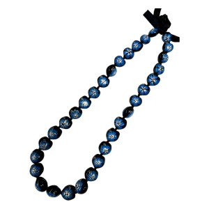 Kukui Nut Lei Necklace - Blue Hibiscus