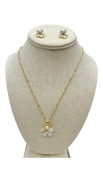 Plumeria Earrings and Necklace Set