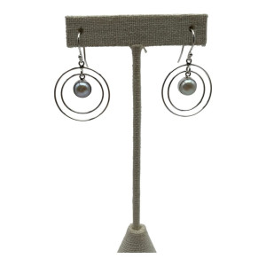 Sterling Silver Floating Pearl Earrings