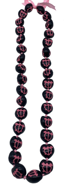 Kukui Nut Lei Necklace - Pink Turtles (Honu)
