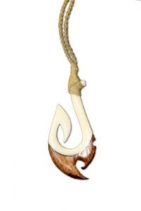 Bone with Koa wood Pendant Necklace